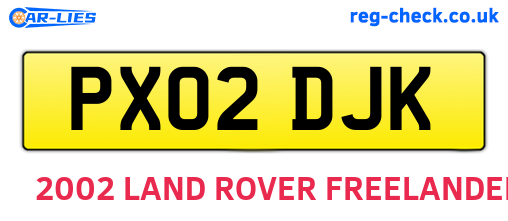 PX02DJK are the vehicle registration plates.
