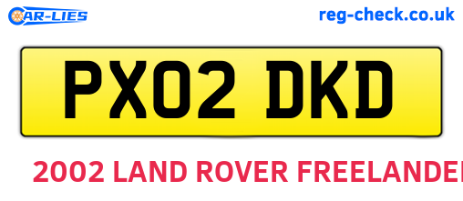 PX02DKD are the vehicle registration plates.