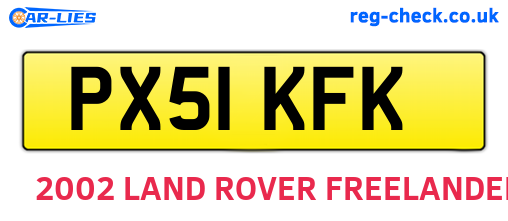 PX51KFK are the vehicle registration plates.