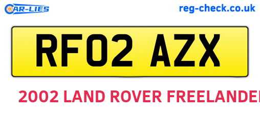 RF02AZX are the vehicle registration plates.