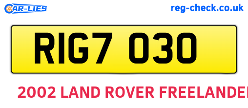 RIG7030 are the vehicle registration plates.