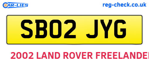 SB02JYG are the vehicle registration plates.