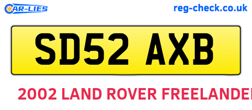 SD52AXB are the vehicle registration plates.