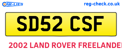 SD52CSF are the vehicle registration plates.