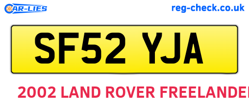 SF52YJA are the vehicle registration plates.