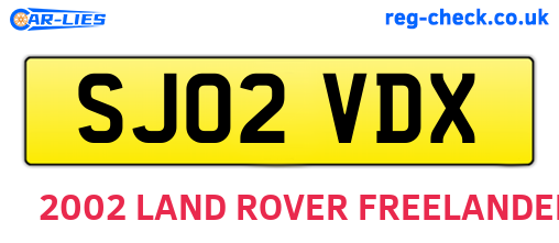 SJ02VDX are the vehicle registration plates.