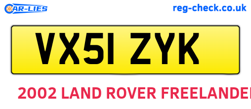 VX51ZYK are the vehicle registration plates.