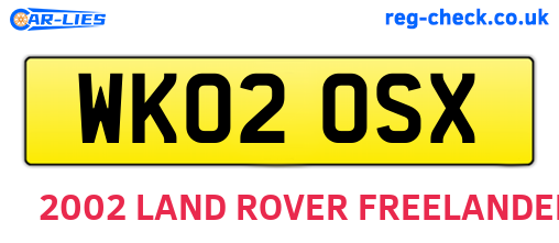 WK02OSX are the vehicle registration plates.