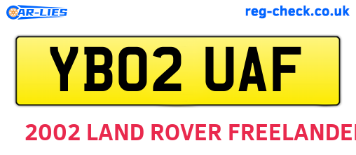 YB02UAF are the vehicle registration plates.