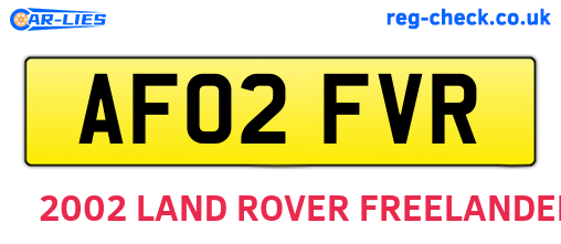 AF02FVR are the vehicle registration plates.