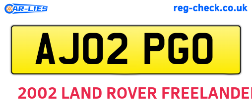 AJ02PGO are the vehicle registration plates.