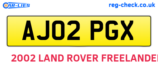 AJ02PGX are the vehicle registration plates.