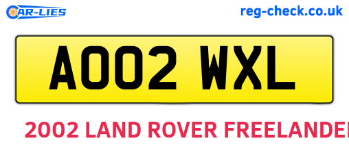AO02WXL are the vehicle registration plates.