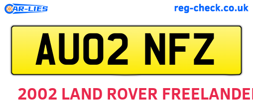 AU02NFZ are the vehicle registration plates.