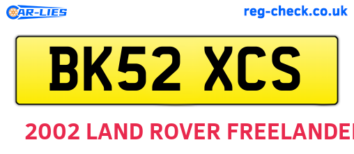 BK52XCS are the vehicle registration plates.