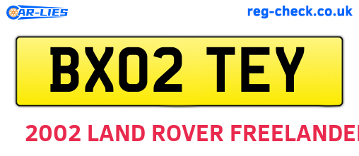 BX02TEY are the vehicle registration plates.