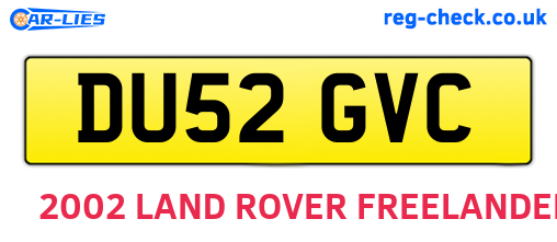 DU52GVC are the vehicle registration plates.