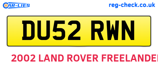 DU52RWN are the vehicle registration plates.
