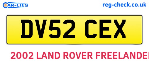 DV52CEX are the vehicle registration plates.