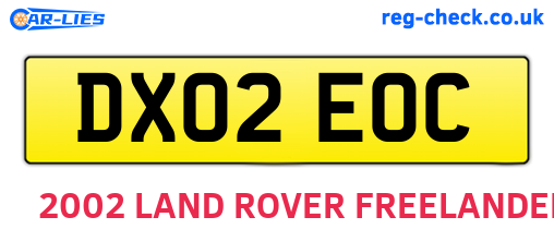DX02EOC are the vehicle registration plates.