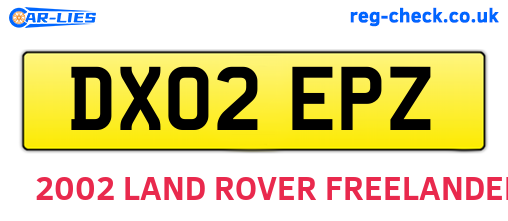 DX02EPZ are the vehicle registration plates.