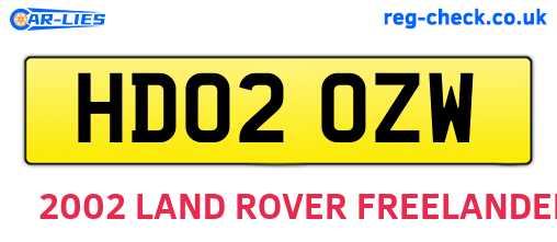 HD02OZW are the vehicle registration plates.