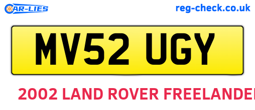 MV52UGY are the vehicle registration plates.