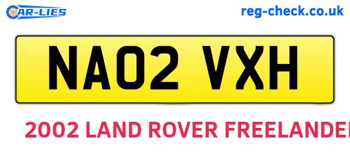 NA02VXH are the vehicle registration plates.