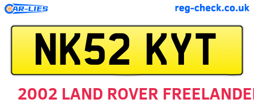NK52KYT are the vehicle registration plates.