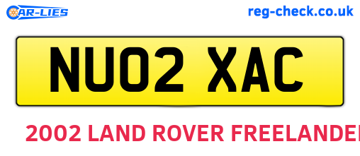 NU02XAC are the vehicle registration plates.