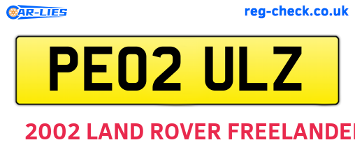 PE02ULZ are the vehicle registration plates.