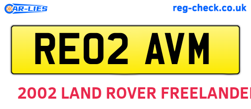 RE02AVM are the vehicle registration plates.