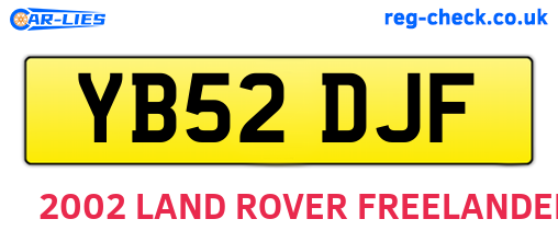 YB52DJF are the vehicle registration plates.