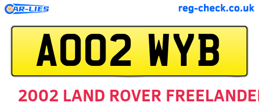 AO02WYB are the vehicle registration plates.