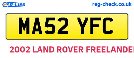 MA52YFC are the vehicle registration plates.