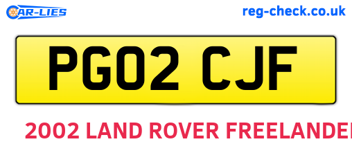 PG02CJF are the vehicle registration plates.