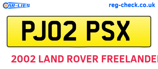 PJ02PSX are the vehicle registration plates.