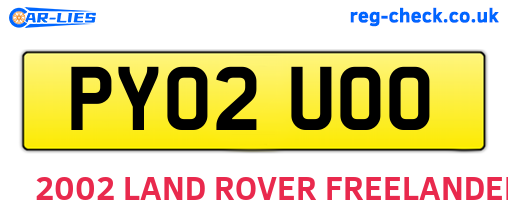 PY02UOO are the vehicle registration plates.