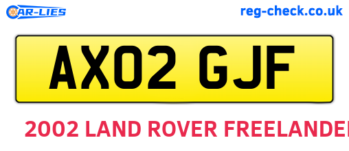 AX02GJF are the vehicle registration plates.