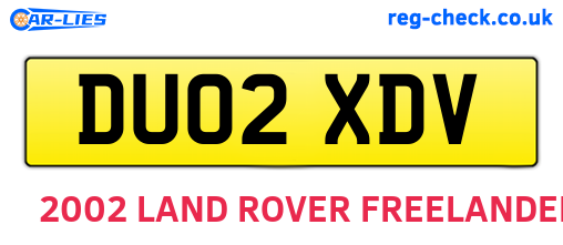 DU02XDV are the vehicle registration plates.