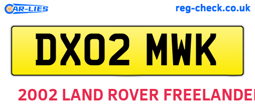 DX02MWK are the vehicle registration plates.