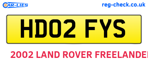 HD02FYS are the vehicle registration plates.
