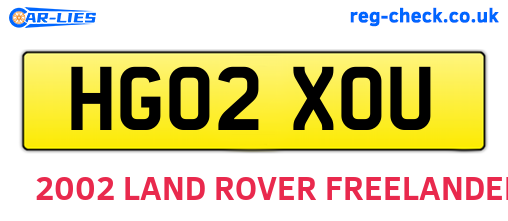 HG02XOU are the vehicle registration plates.