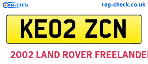 KE02ZCN are the vehicle registration plates.