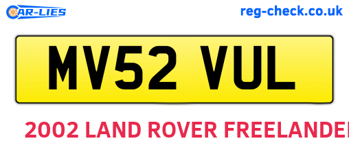MV52VUL are the vehicle registration plates.