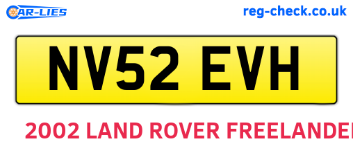 NV52EVH are the vehicle registration plates.