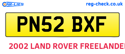 PN52BXF are the vehicle registration plates.