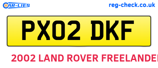 PX02DKF are the vehicle registration plates.