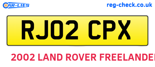 RJ02CPX are the vehicle registration plates.