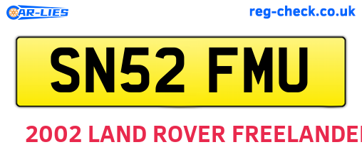 SN52FMU are the vehicle registration plates.